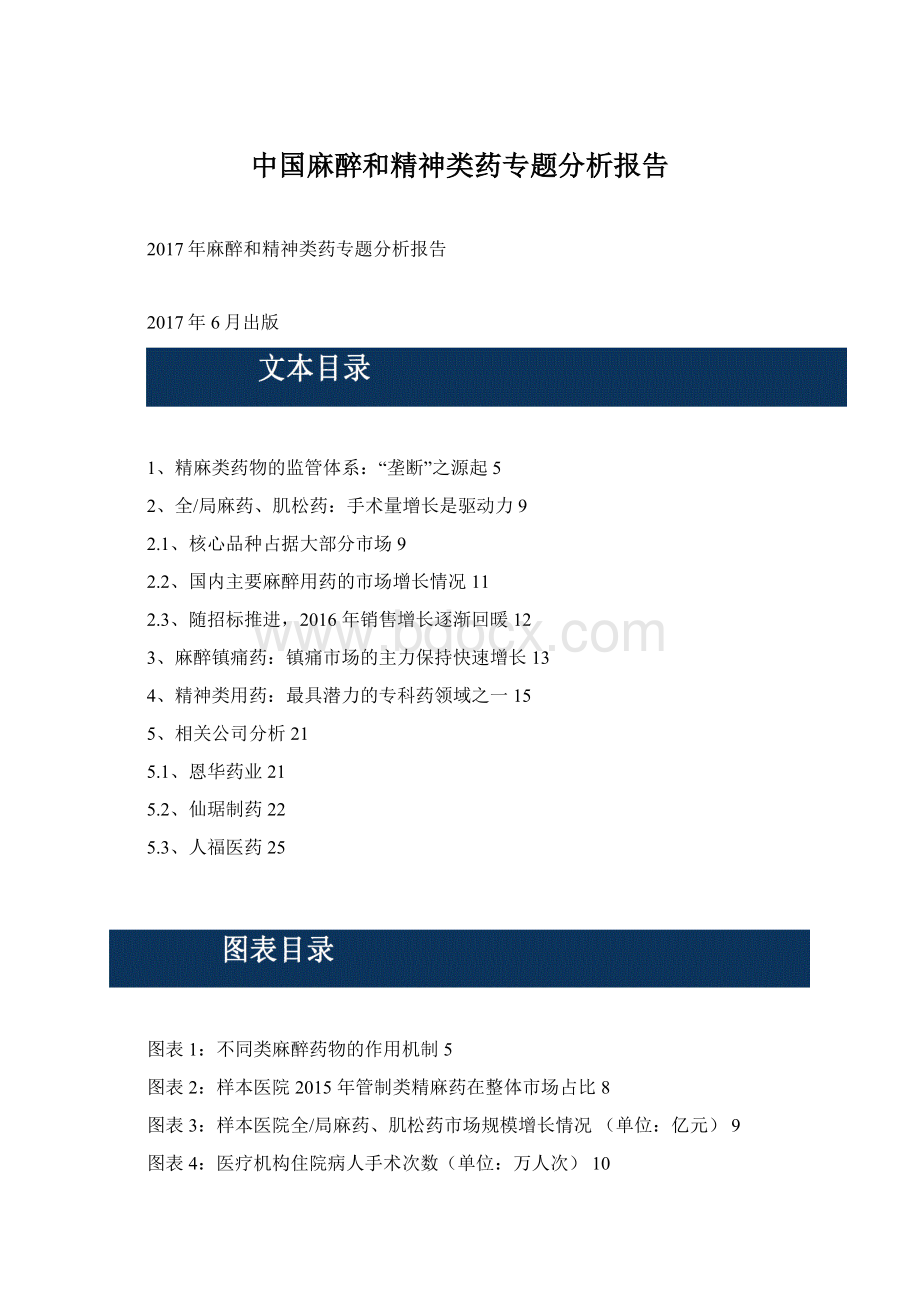 中国麻醉和精神类药专题分析报告Word文档格式.docx