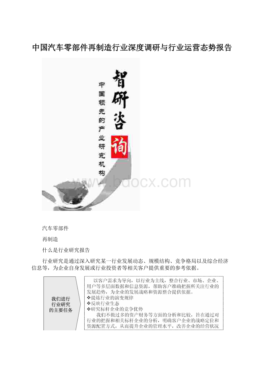 中国汽车零部件再制造行业深度调研与行业运营态势报告.docx_第1页