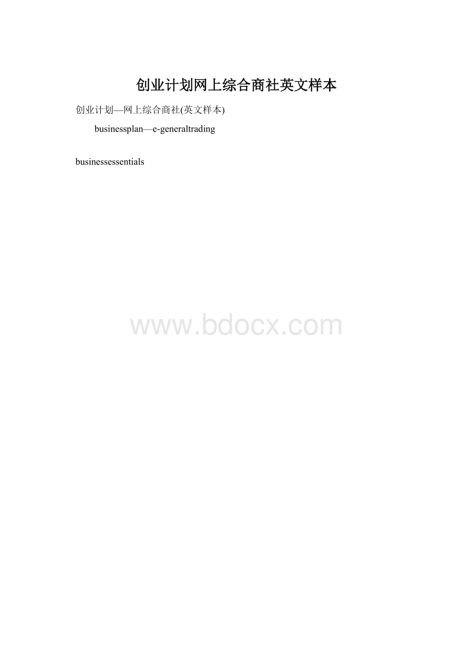 创业计划网上综合商社英文样本.docx