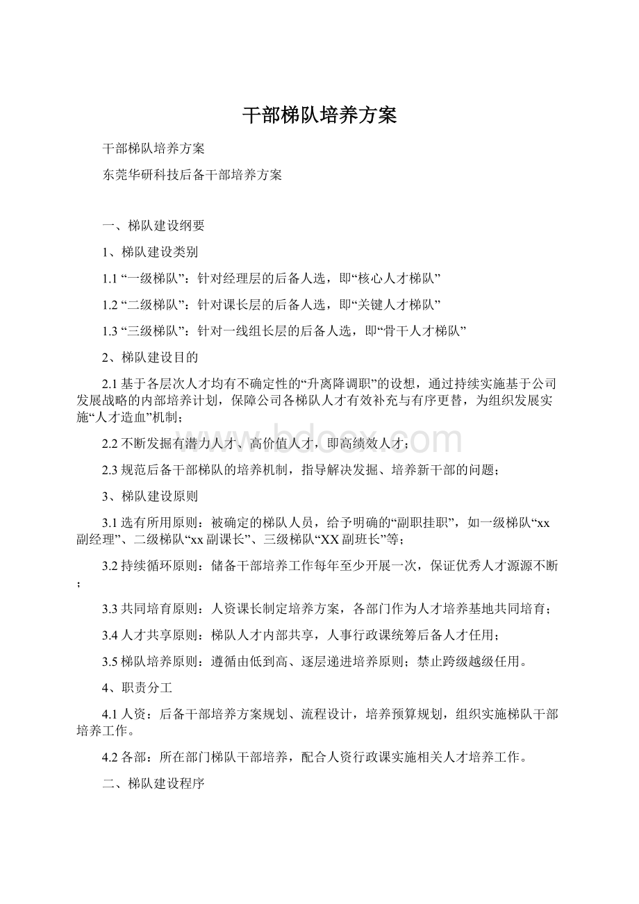 干部梯队培养方案Word文档格式.docx