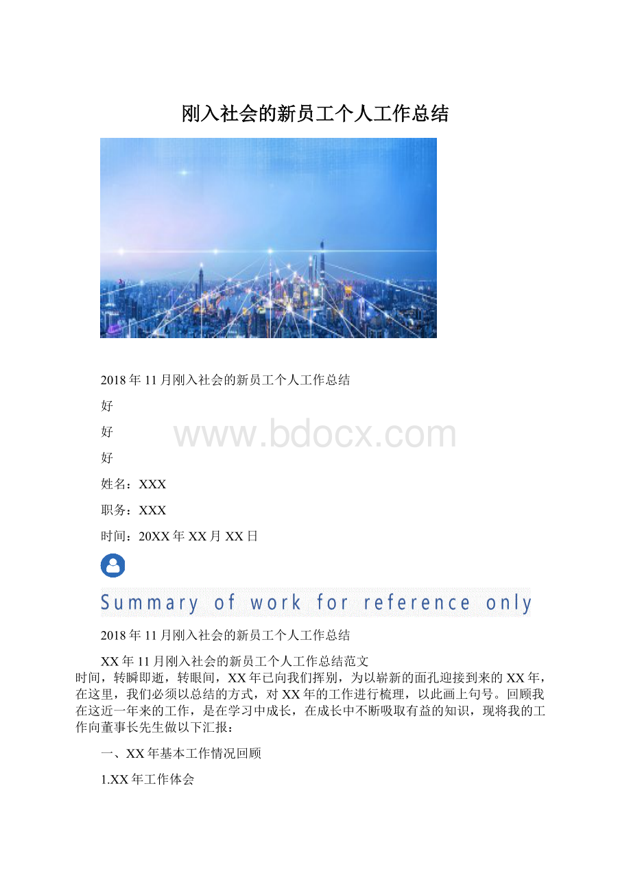 刚入社会的新员工个人工作总结.docx_第1页