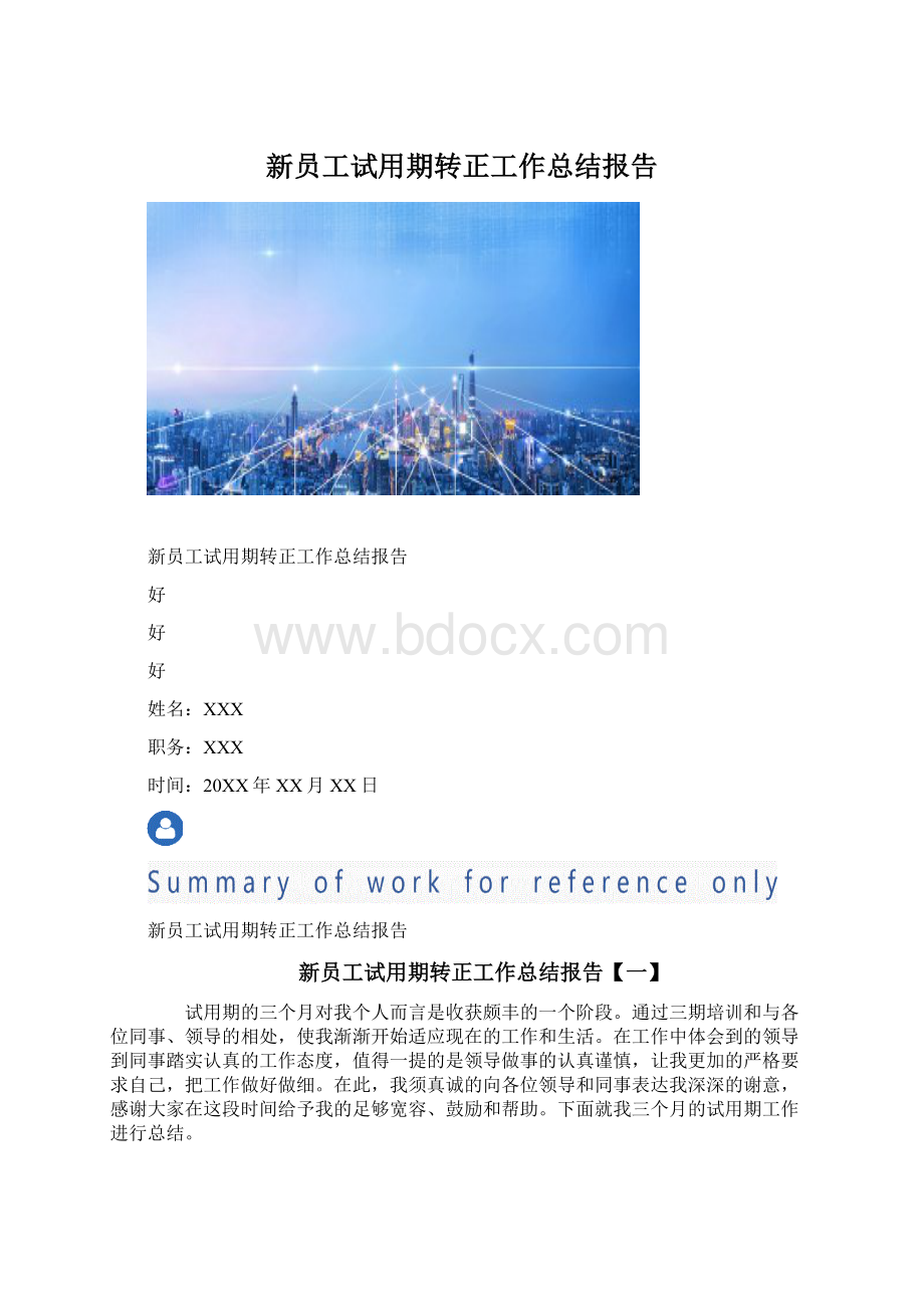 新员工试用期转正工作总结报告.docx