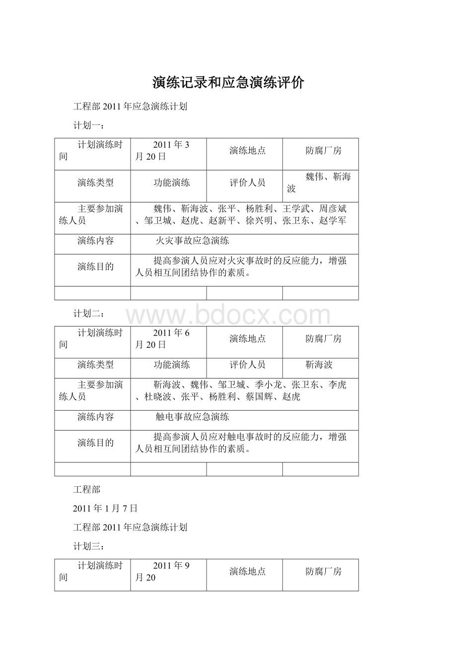 演练记录和应急演练评价.docx_第1页