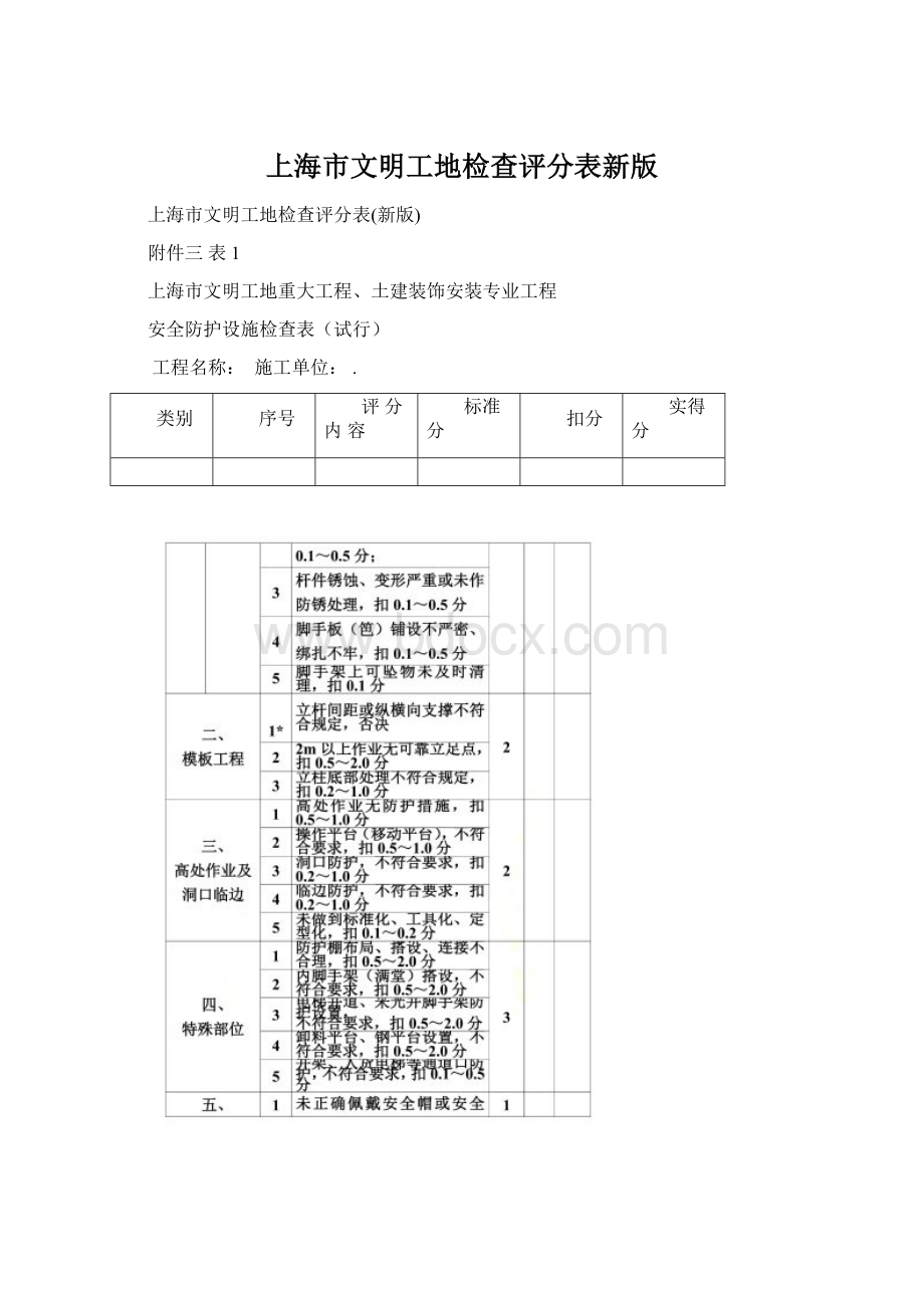 上海市文明工地检查评分表新版.docx_第1页