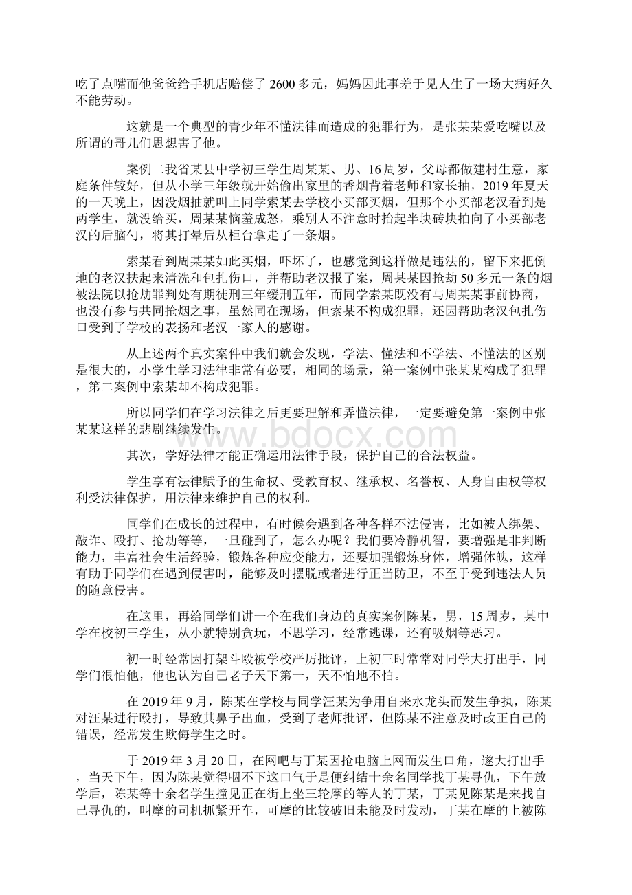 演讲稿小学法制教育讲话稿格式范文3000字 精品.docx_第3页