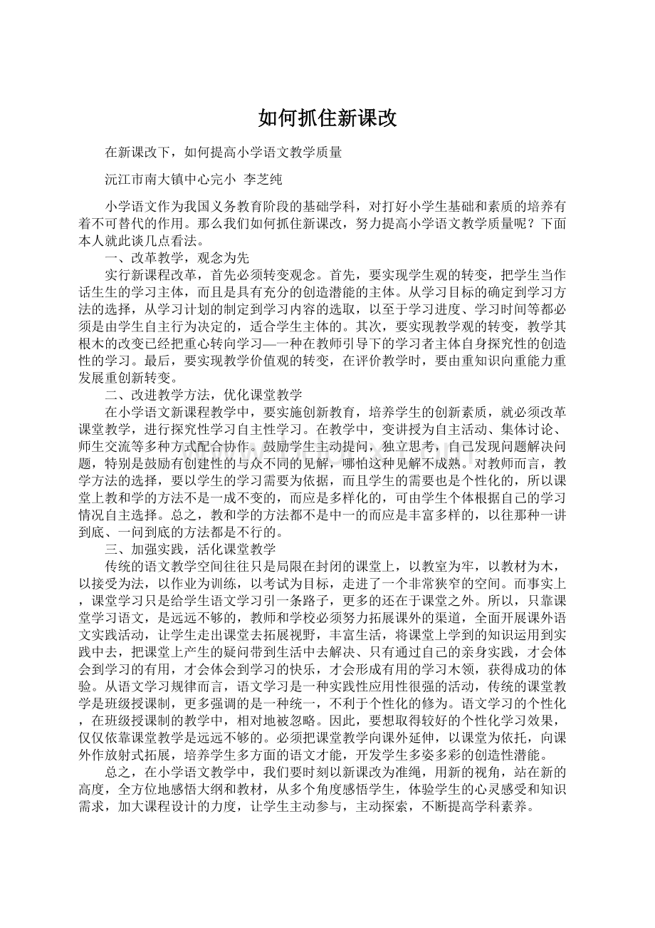 如何抓住新课改Word文档格式.docx