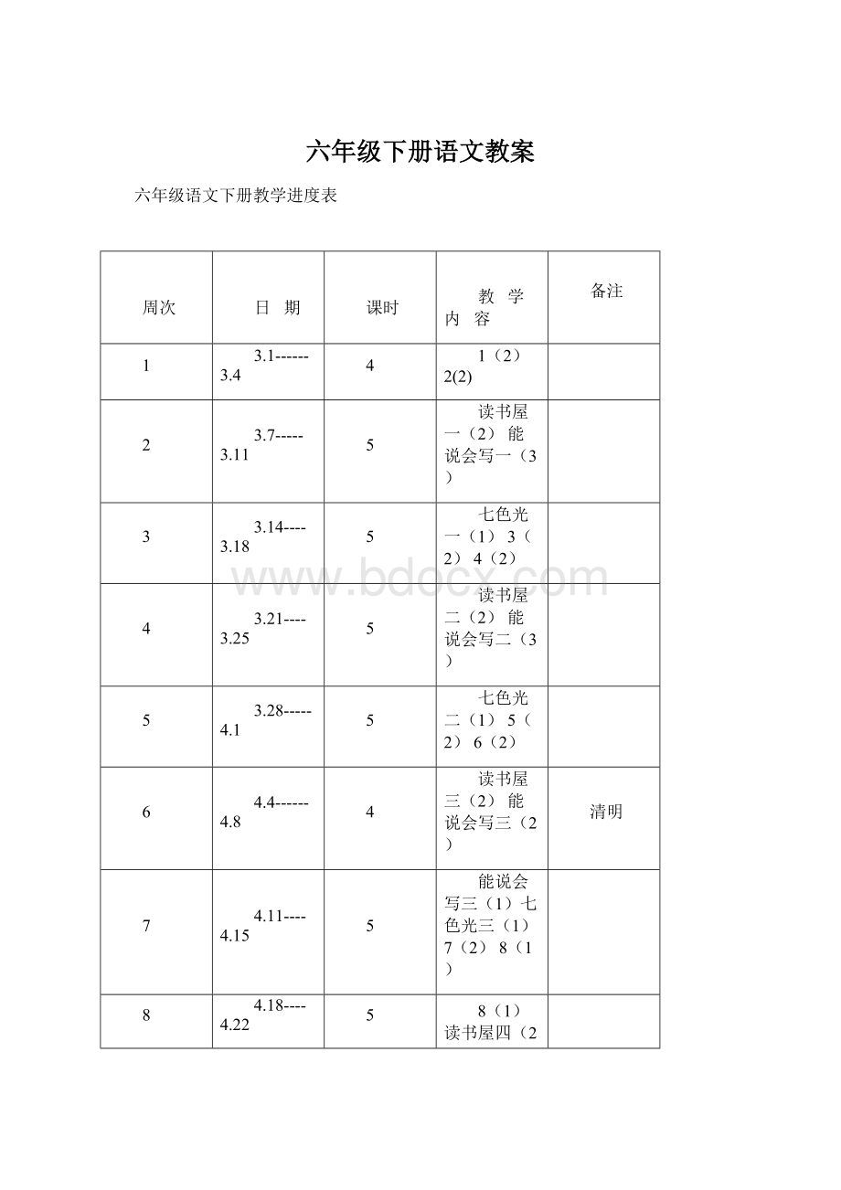 六年级下册语文教案Word格式.docx_第1页