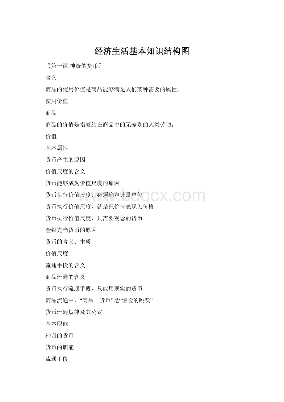 经济生活基本知识结构图Word文档格式.docx