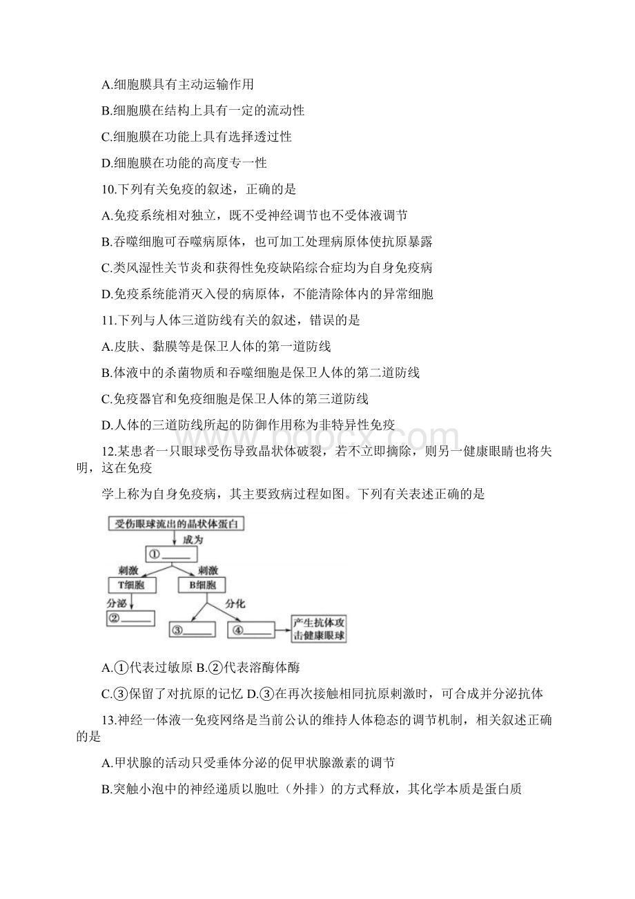 河南省师范大学附属中学学年高二上学期期中考试生物试题 Word版含答案.docx_第3页