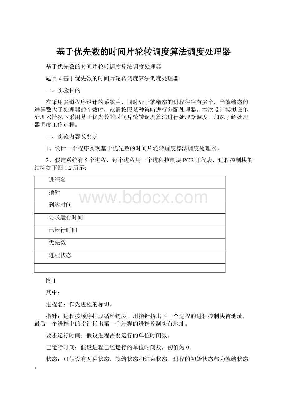 基于优先数的时间片轮转调度算法调度处理器.docx_第1页