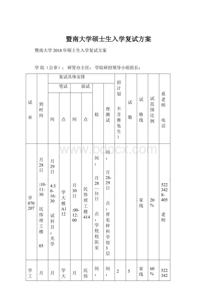 暨南大学硕士生入学复试方案文档格式.docx_第1页