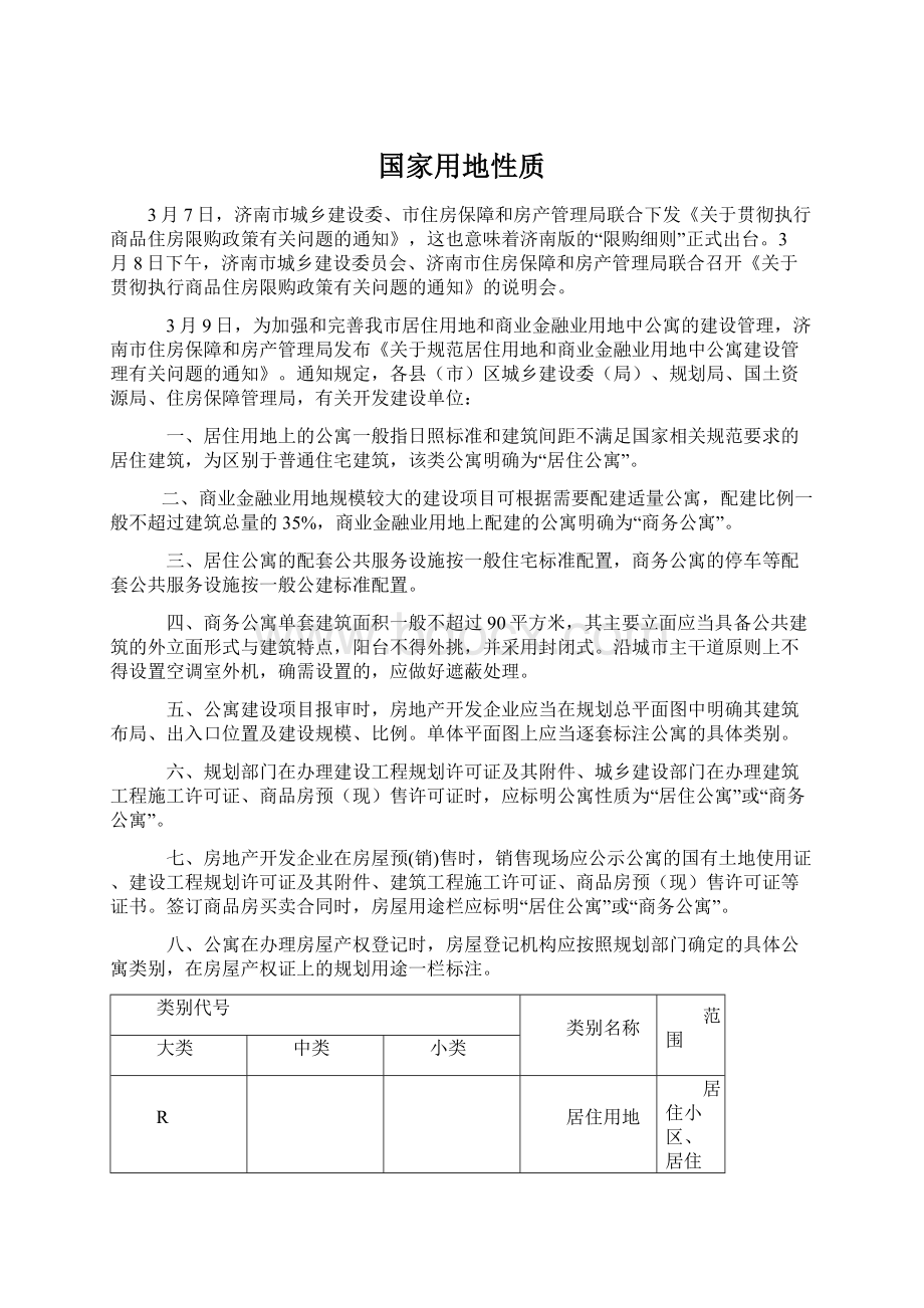 国家用地性质Word文档下载推荐.docx_第1页