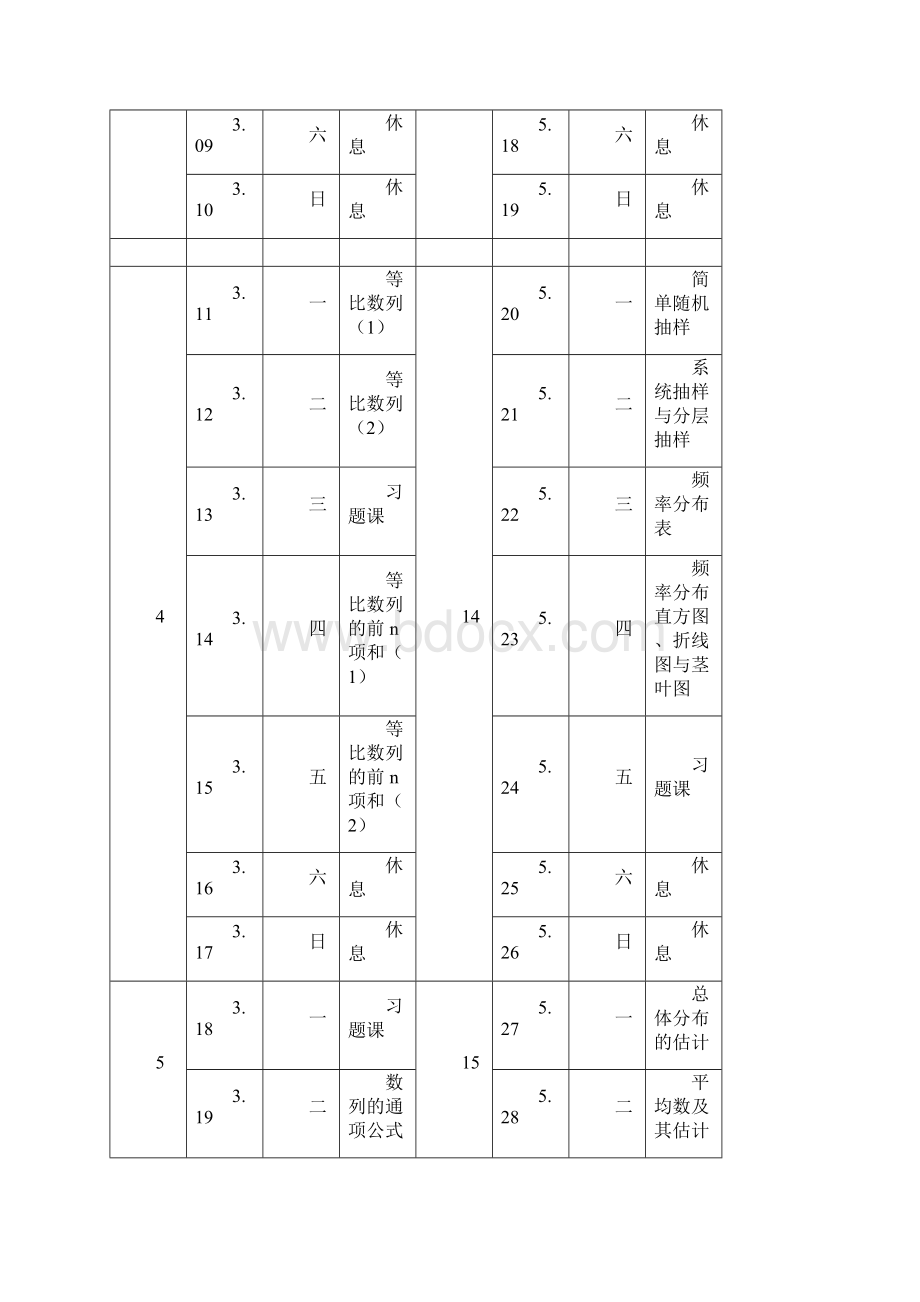 高一下学期教学进度及要求.docx_第3页