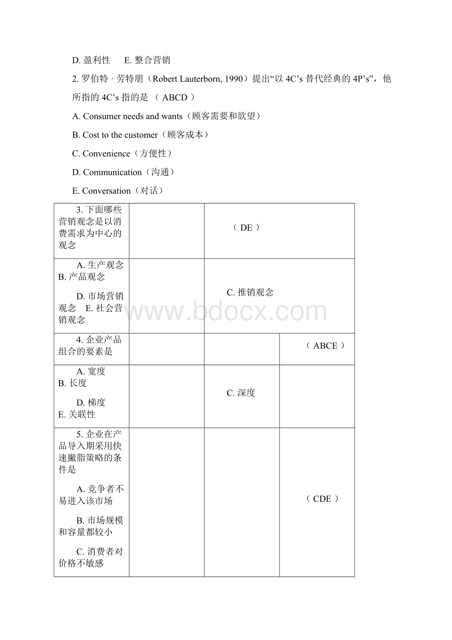 市场营销学考试试题有选择题答案 涵盖主要知识点Word下载.docx_第3页