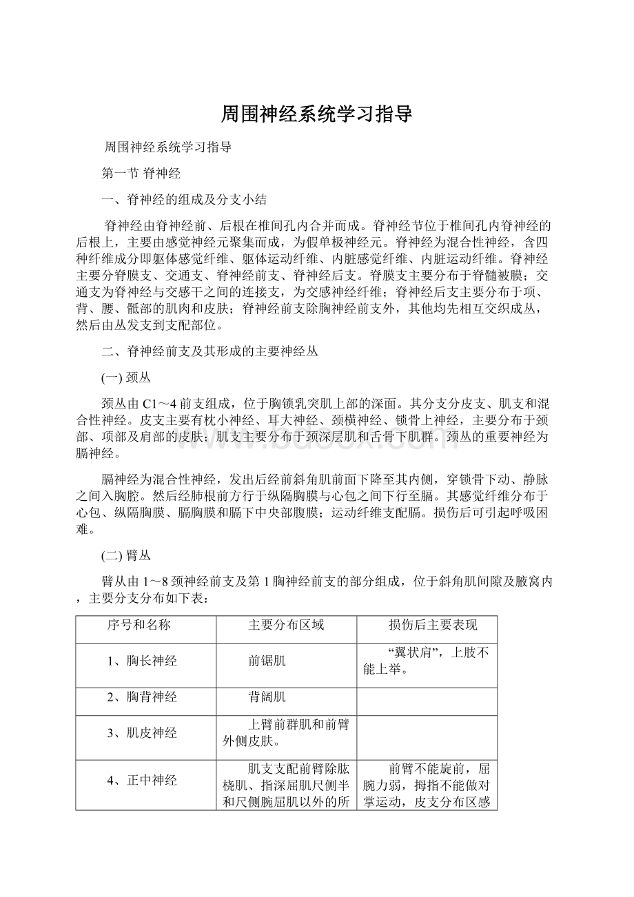 周围神经系统学习指导.docx_第1页