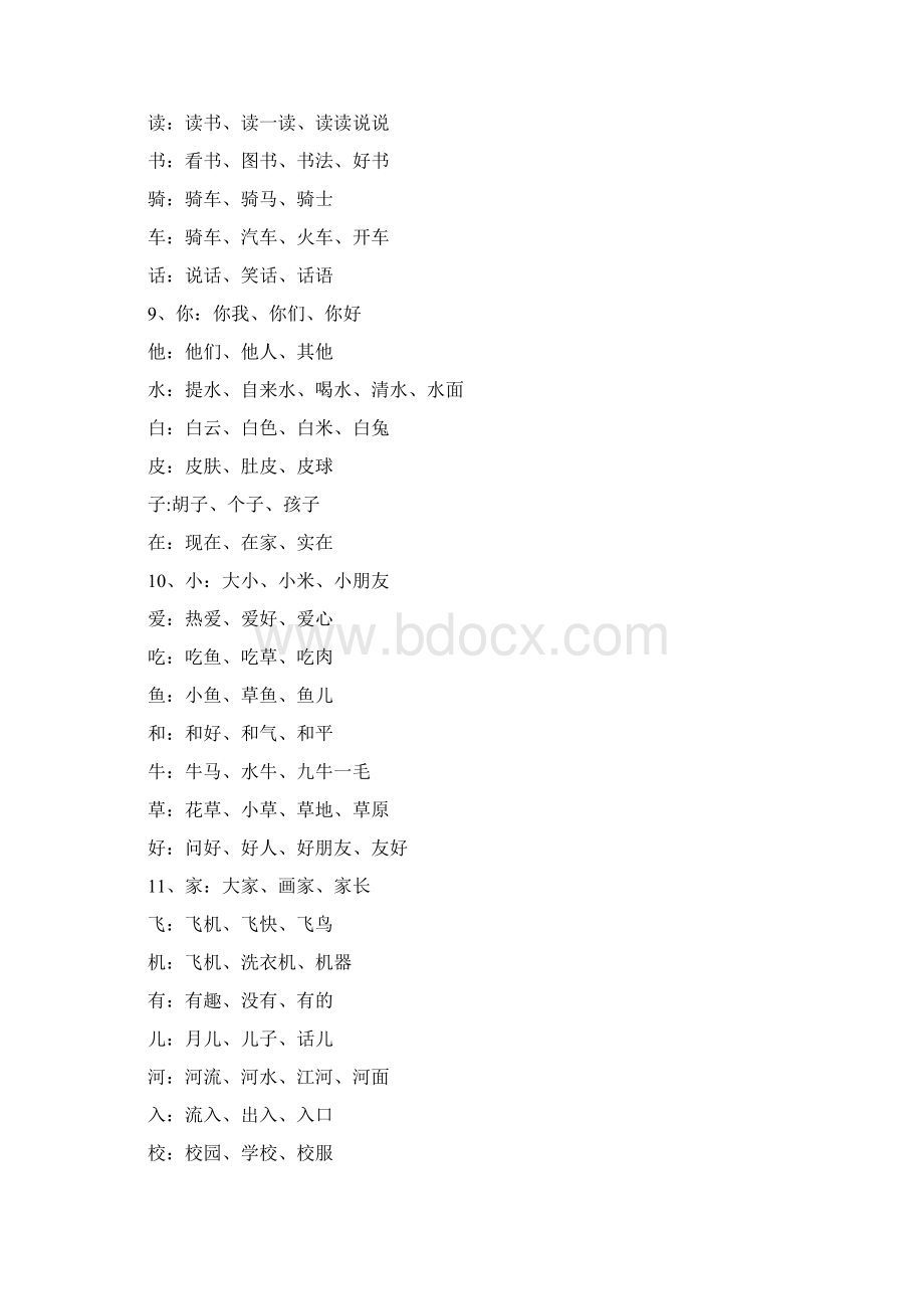 人教案一年级上册生字表一生字组词Word文件下载.docx_第2页