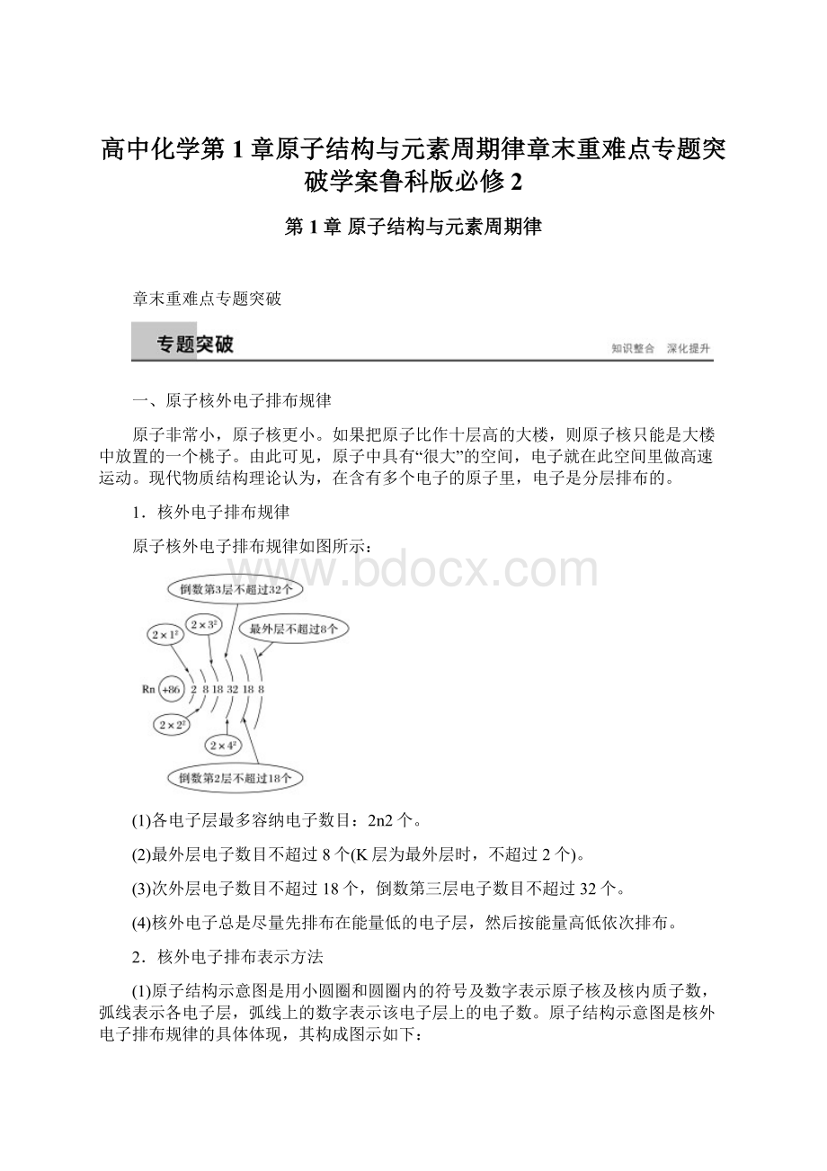 高中化学第1章原子结构与元素周期律章末重难点专题突破学案鲁科版必修2Word格式文档下载.docx