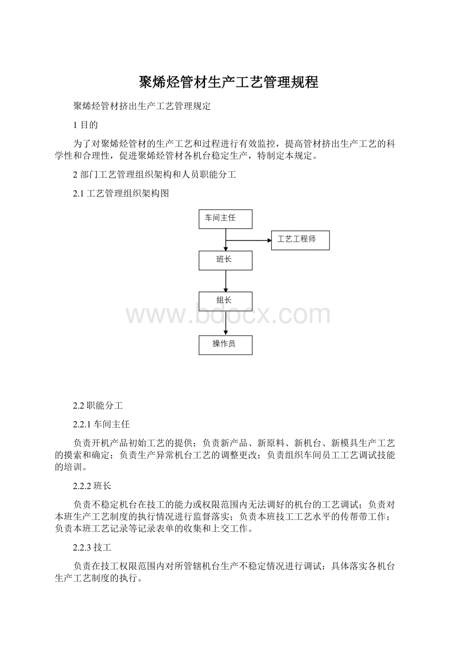 聚烯烃管材生产工艺管理规程Word文件下载.docx_第1页