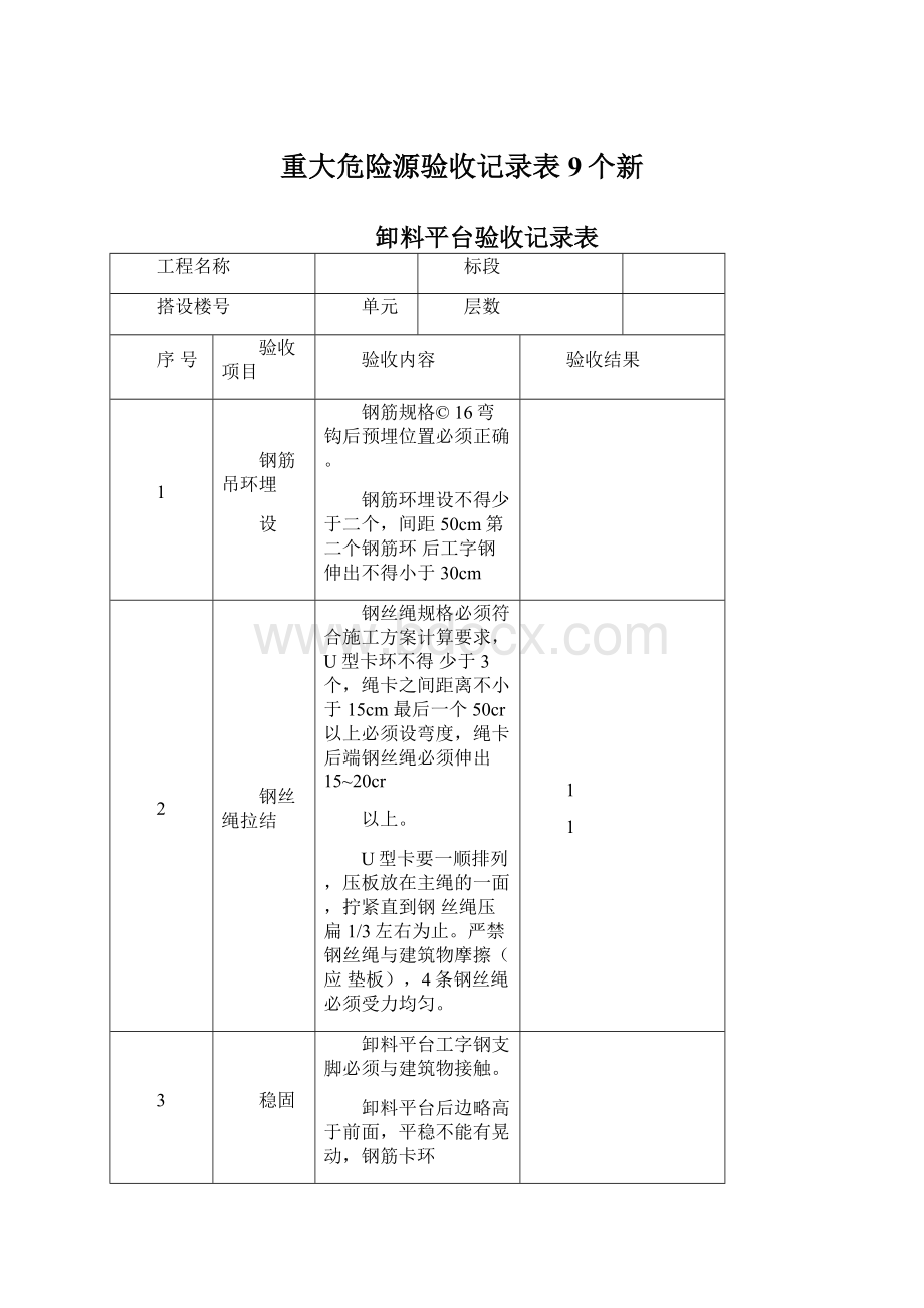 重大危险源验收记录表9个新.docx_第1页