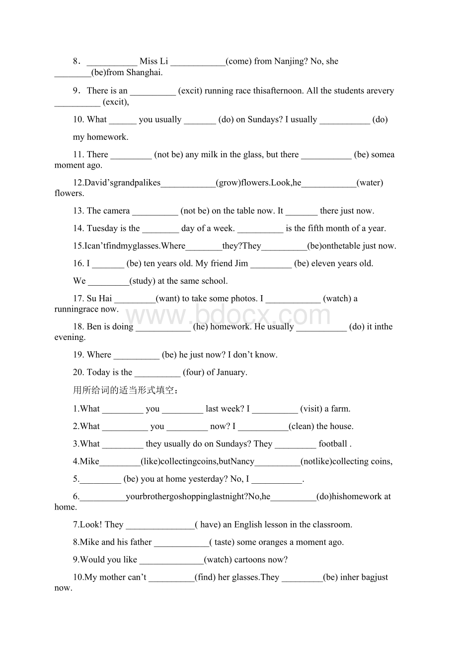 完整版六年级英语用所给动词的适当形式填空Word格式.docx_第2页