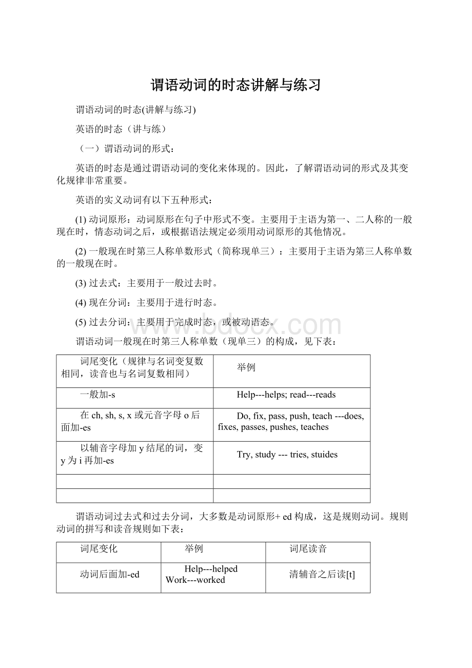 谓语动词的时态讲解与练习Word文档格式.docx