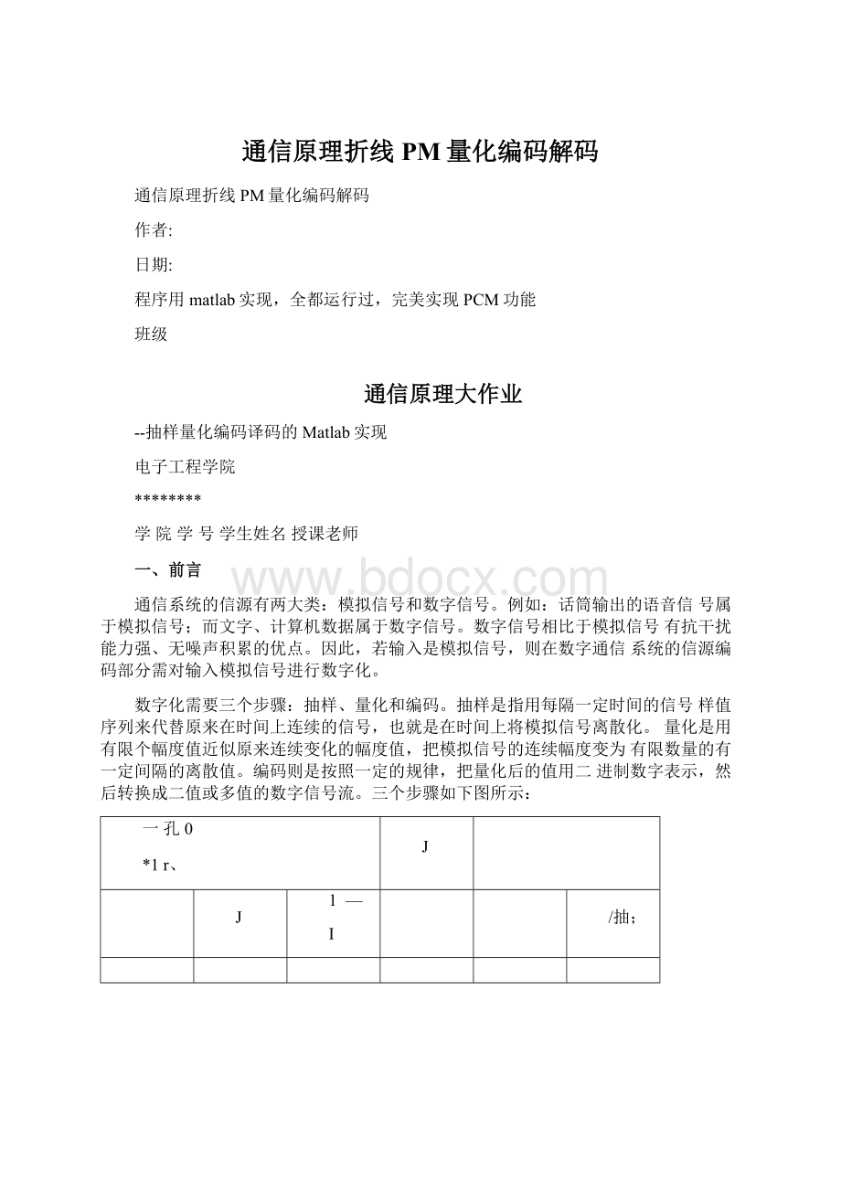 通信原理折线PM量化编码解码.docx