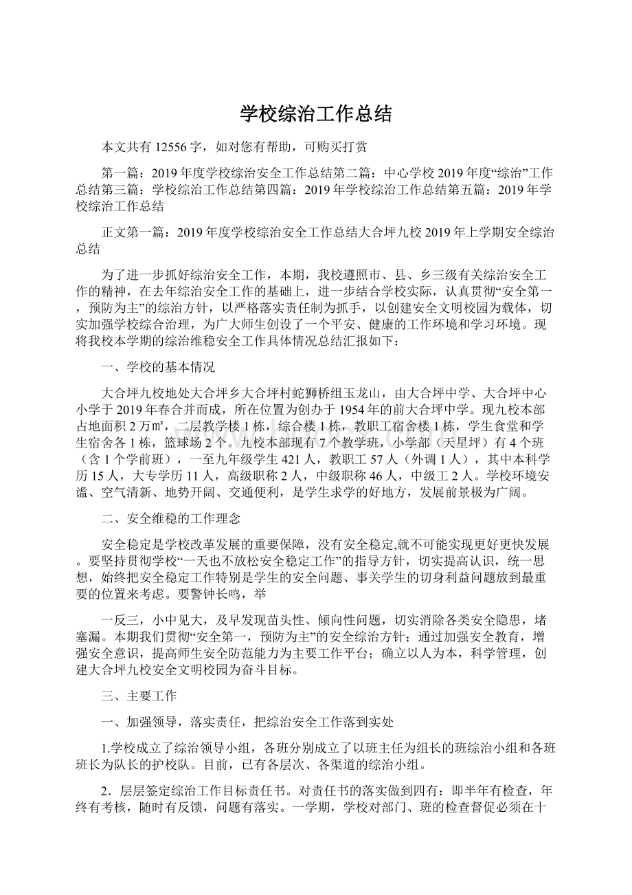 学校综治工作总结Word下载.docx_第1页