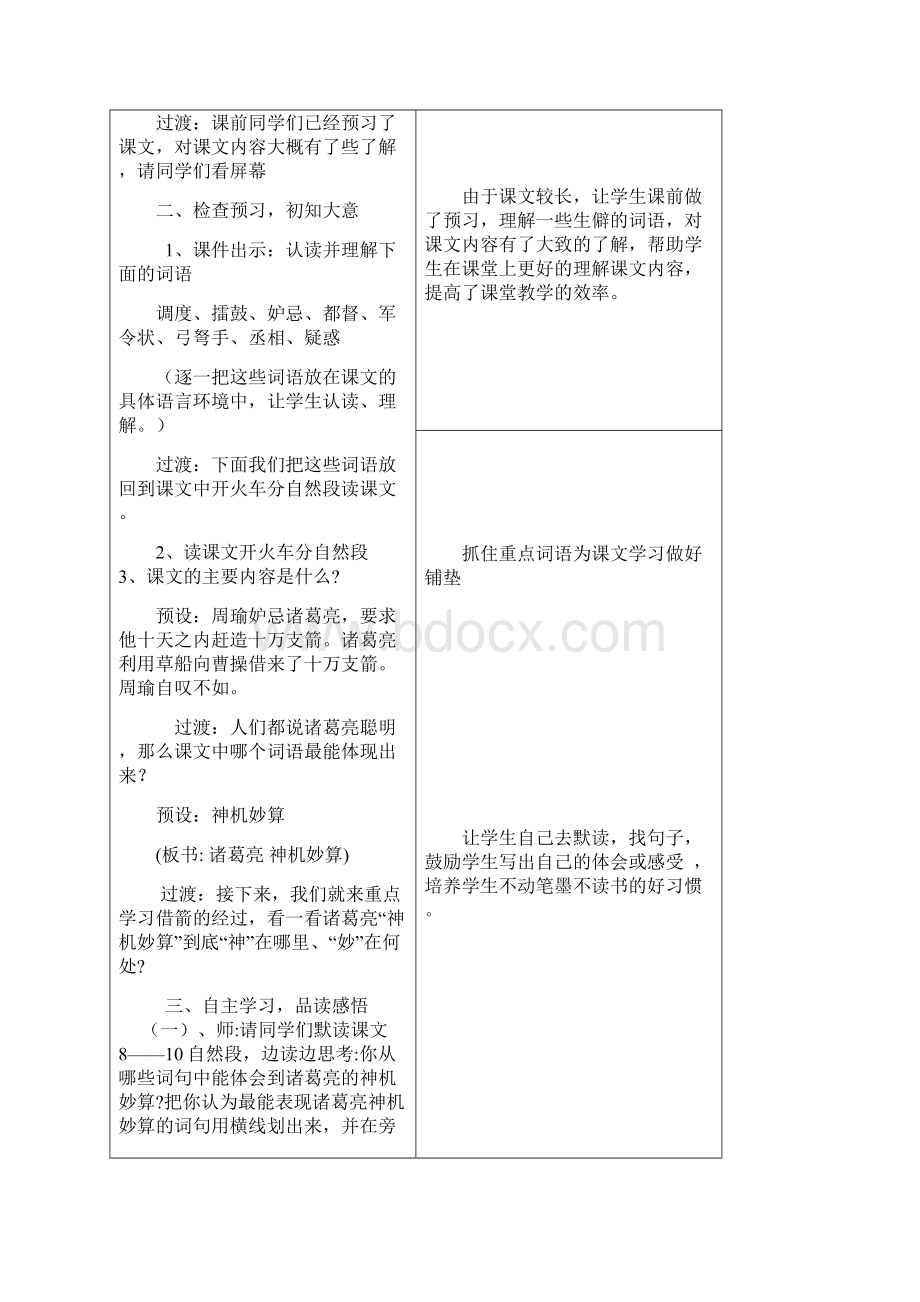 教科版小学语文四年级《草船借箭》教学设计Word文档下载推荐.docx_第2页