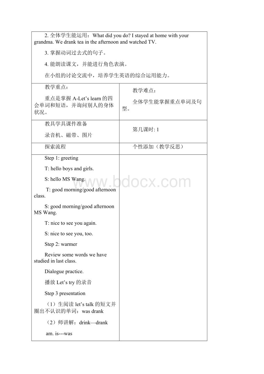 人教版小学英语六年级下册Unit 2 教案全6Word格式文档下载.docx_第2页