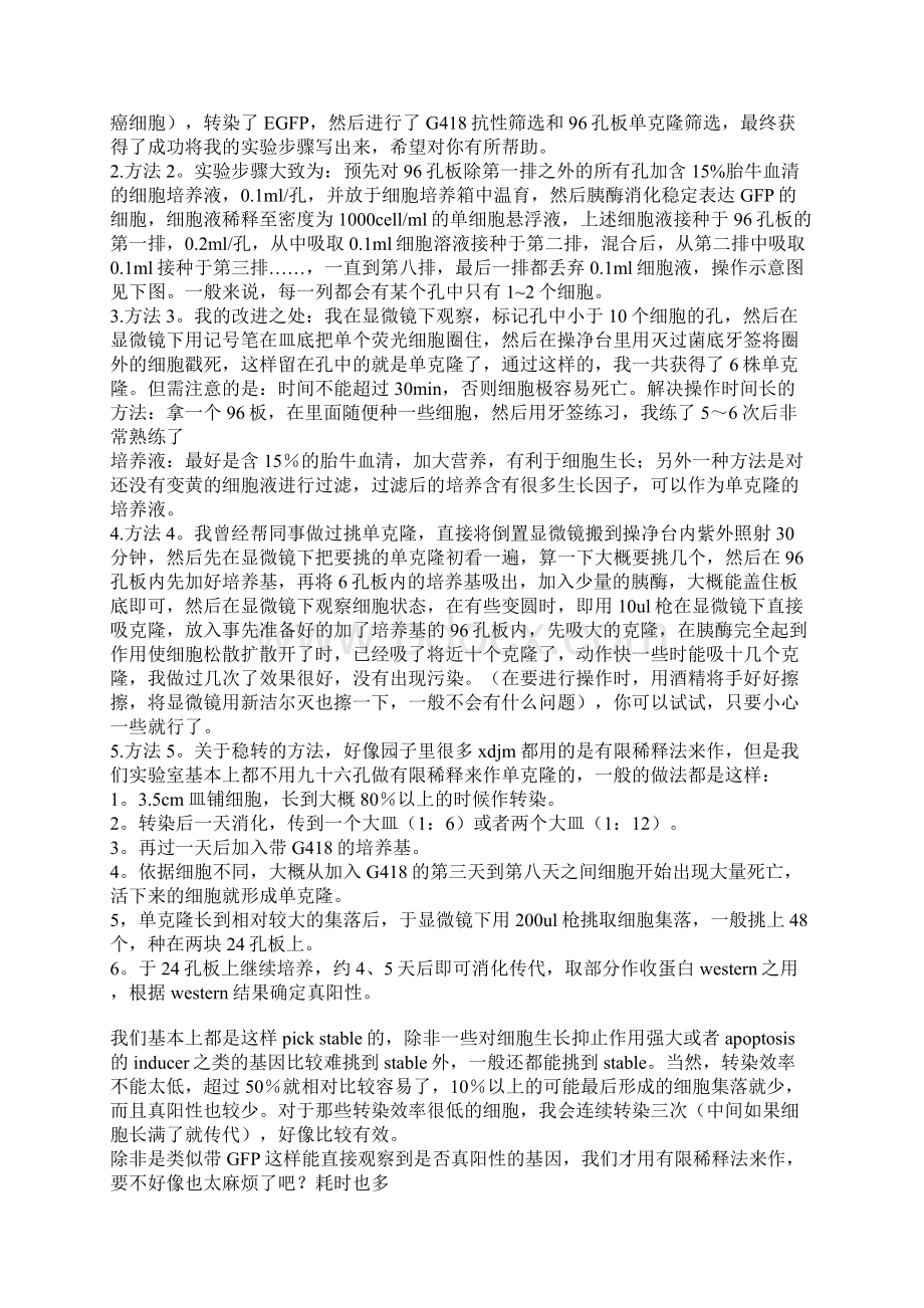 G418筛选稳定表达细胞系经验总结Word格式.docx_第3页