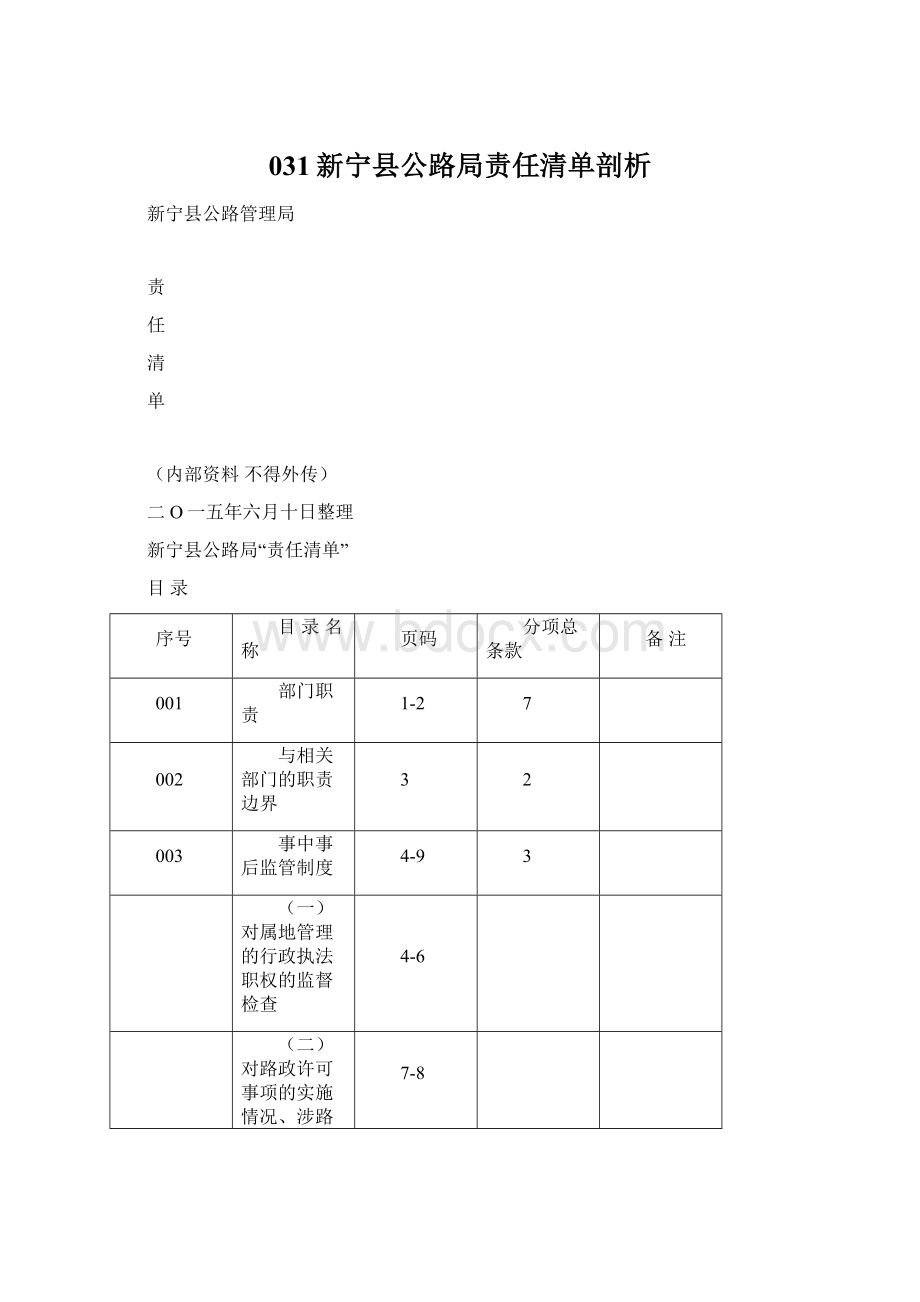 031新宁县公路局责任清单剖析Word文件下载.docx