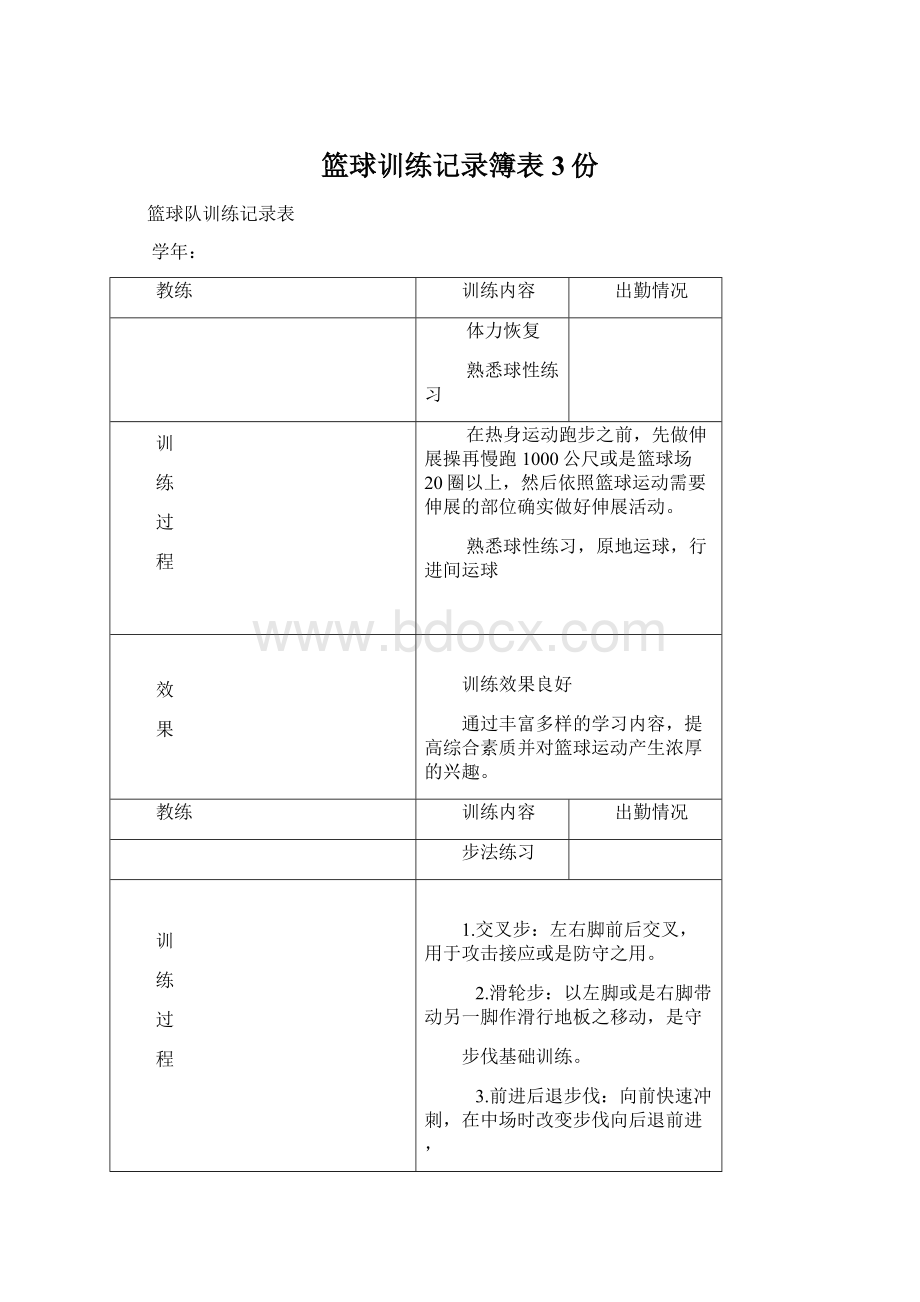 篮球训练记录簿表3份.docx_第1页