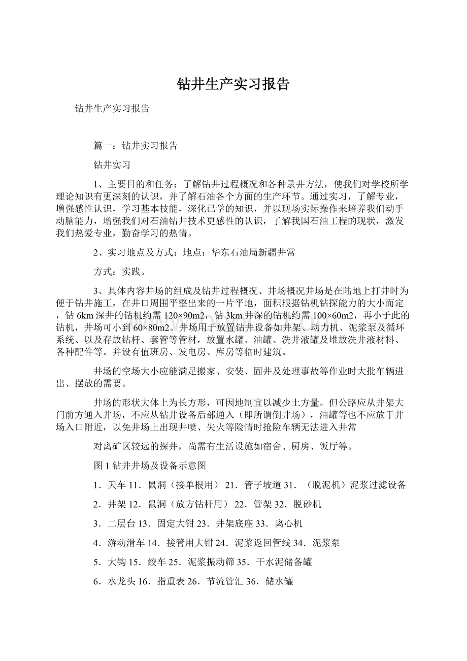 钻井生产实习报告.docx