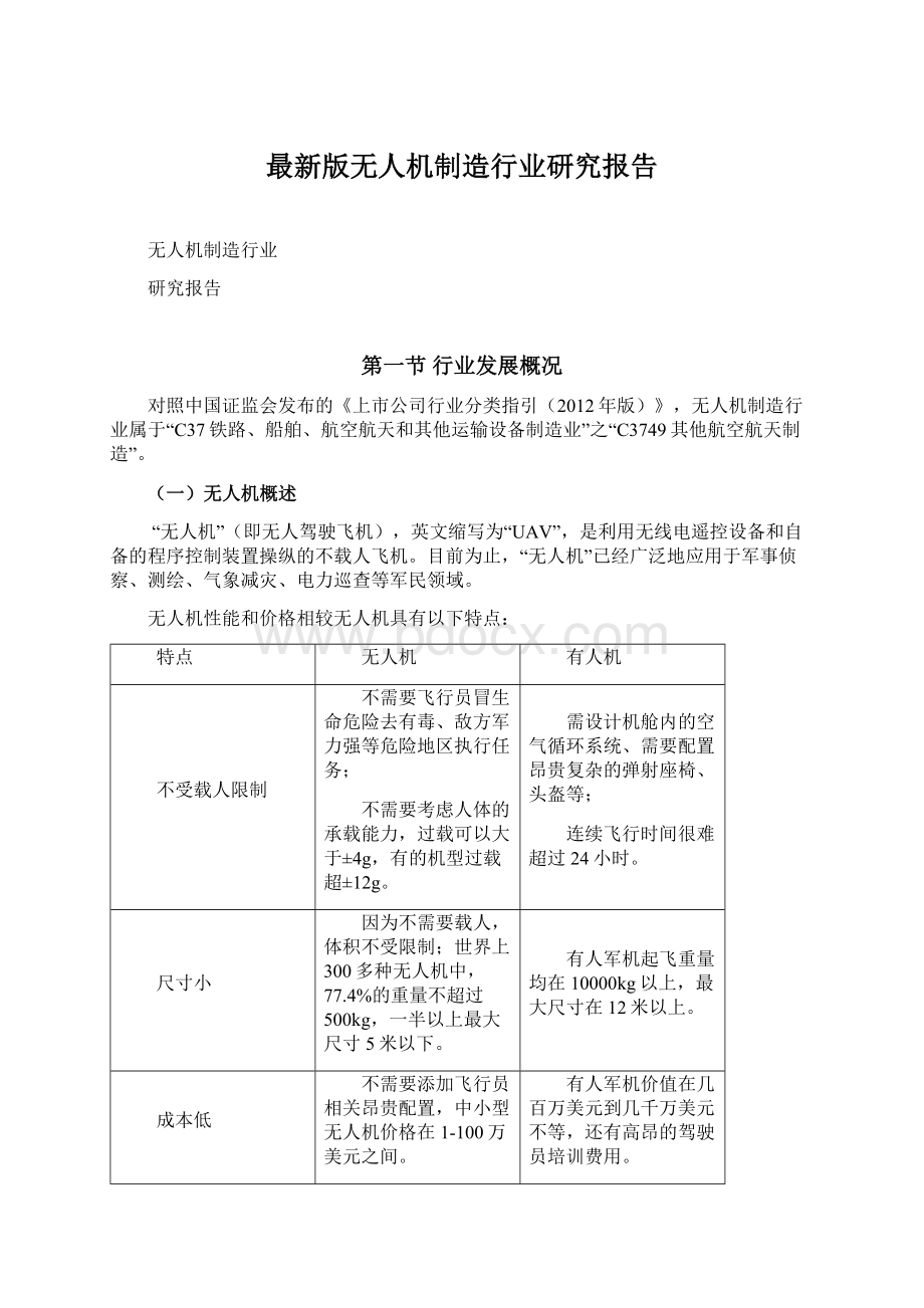 最新版无人机制造行业研究报告Word文档格式.docx