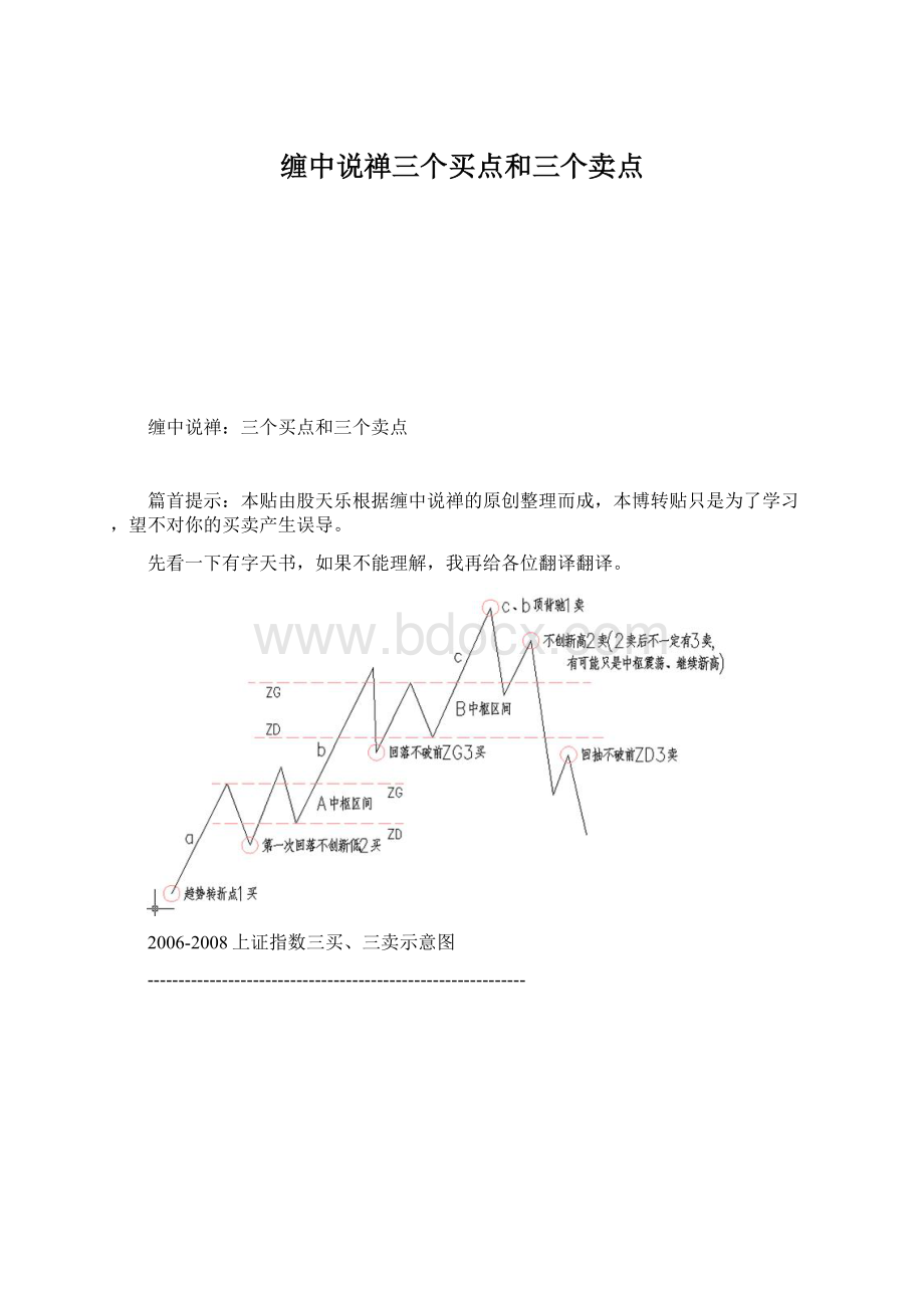 缠中说禅三个买点和三个卖点Word文档下载推荐.docx_第1页