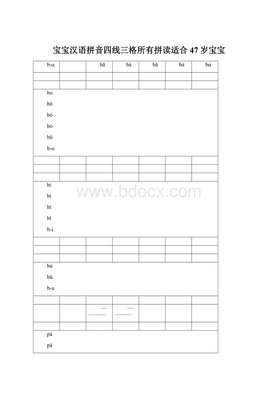 宝宝汉语拼音四线三格所有拼读适合47岁宝宝.docx_第1页