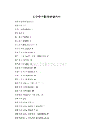 初中中考物理笔记大全.docx