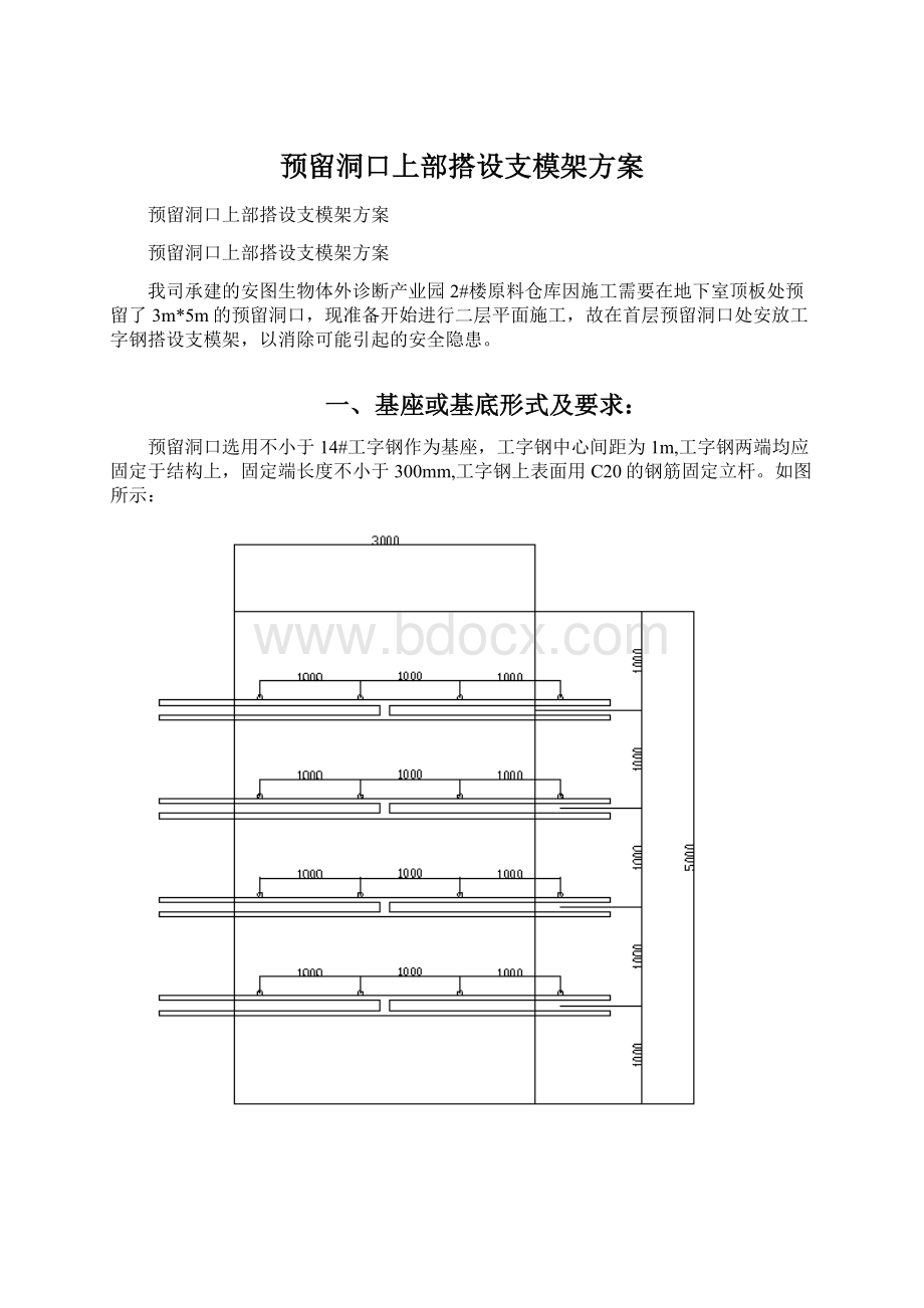 预留洞口上部搭设支模架方案.docx