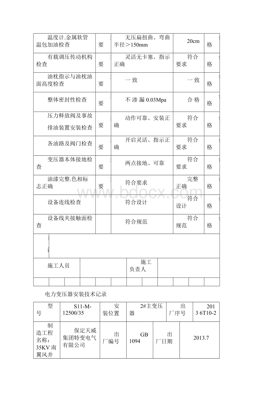 变压器安装记录要点.docx_第2页