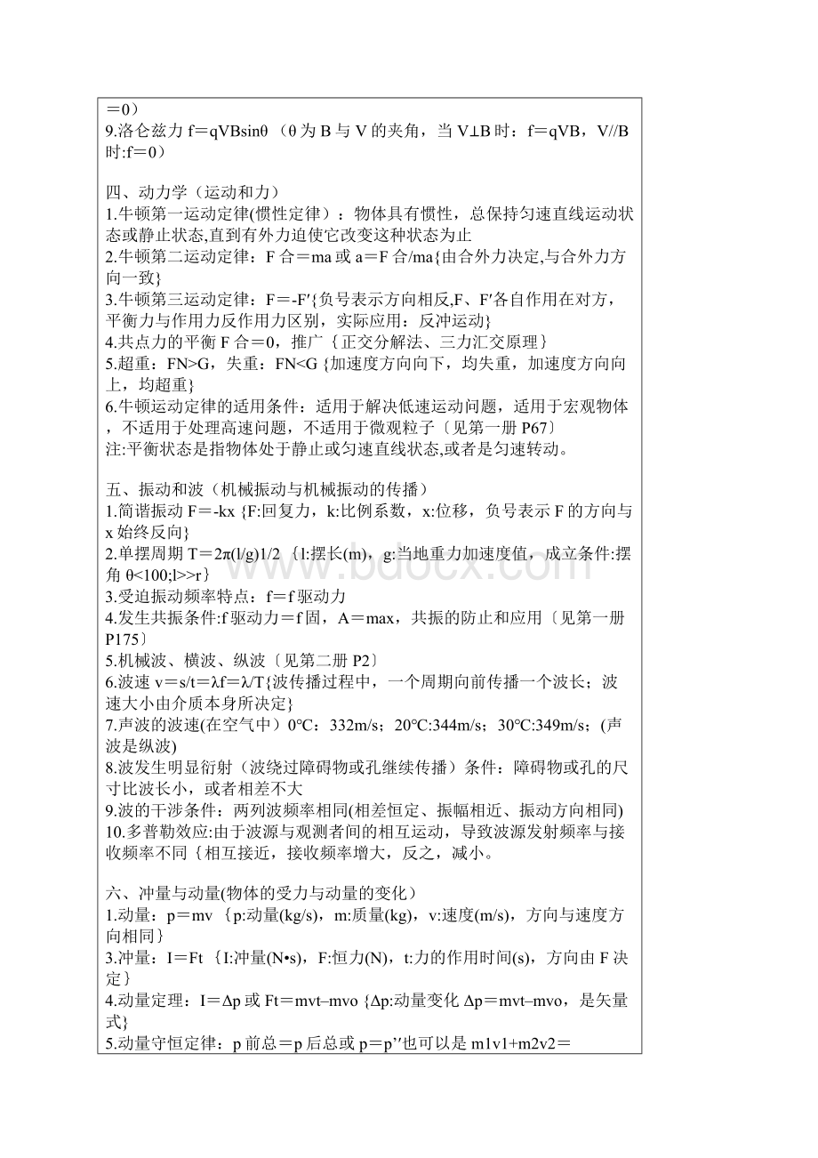 高考物理一轮复习重要定理定律公式表汇总全解Word文档格式.docx_第2页