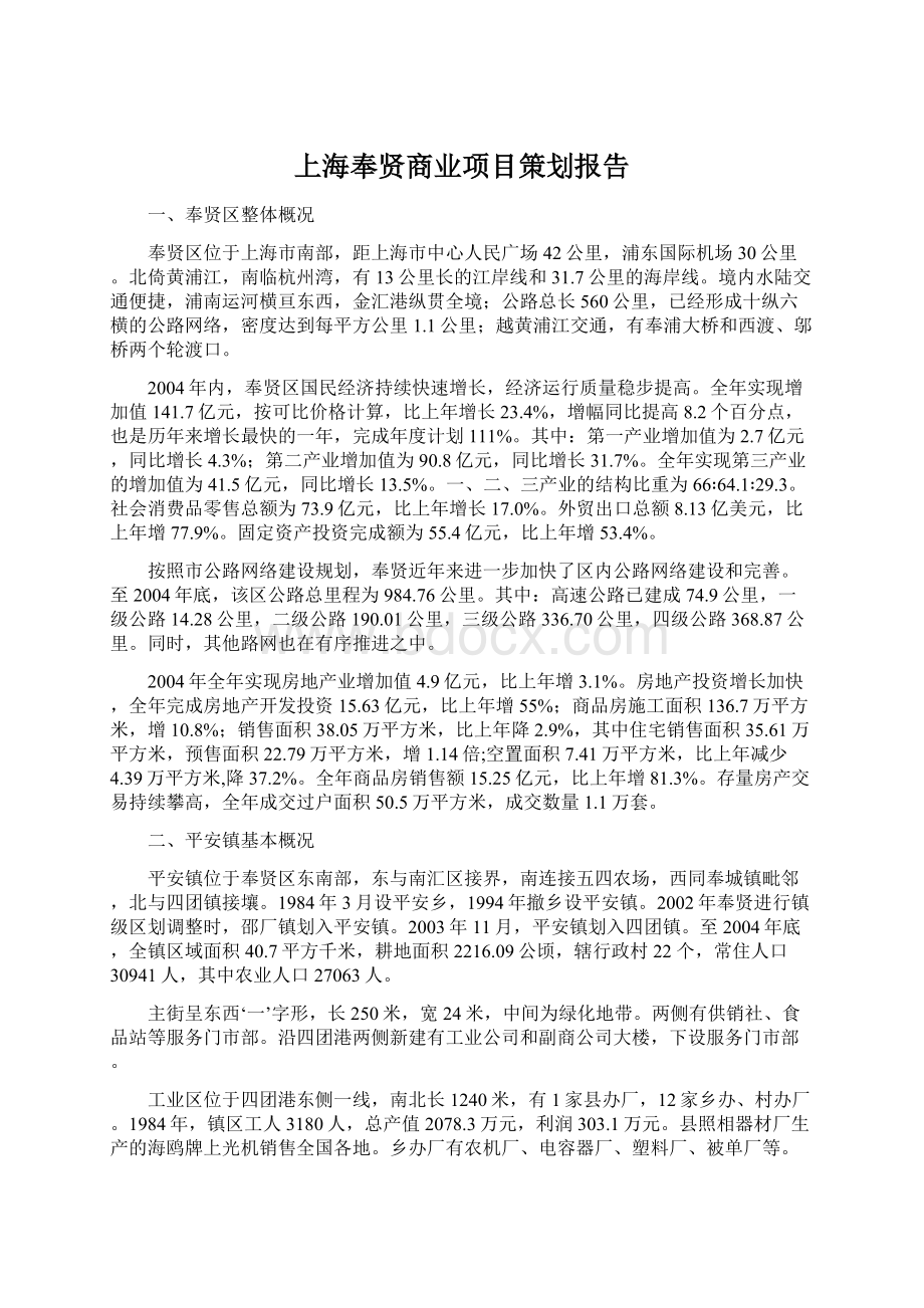 上海奉贤商业项目策划报告.docx_第1页