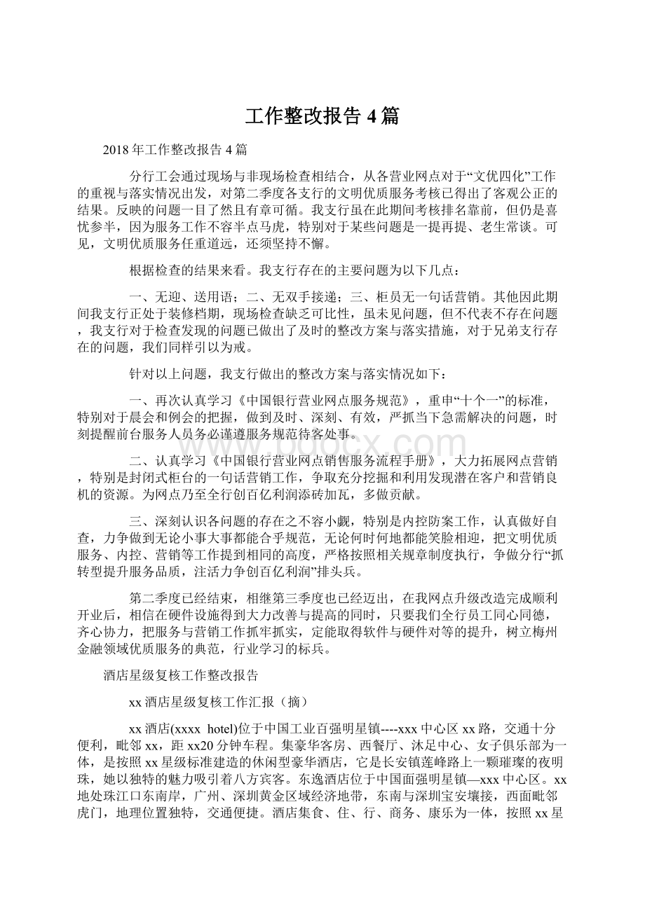 工作整改报告4篇文档格式.docx