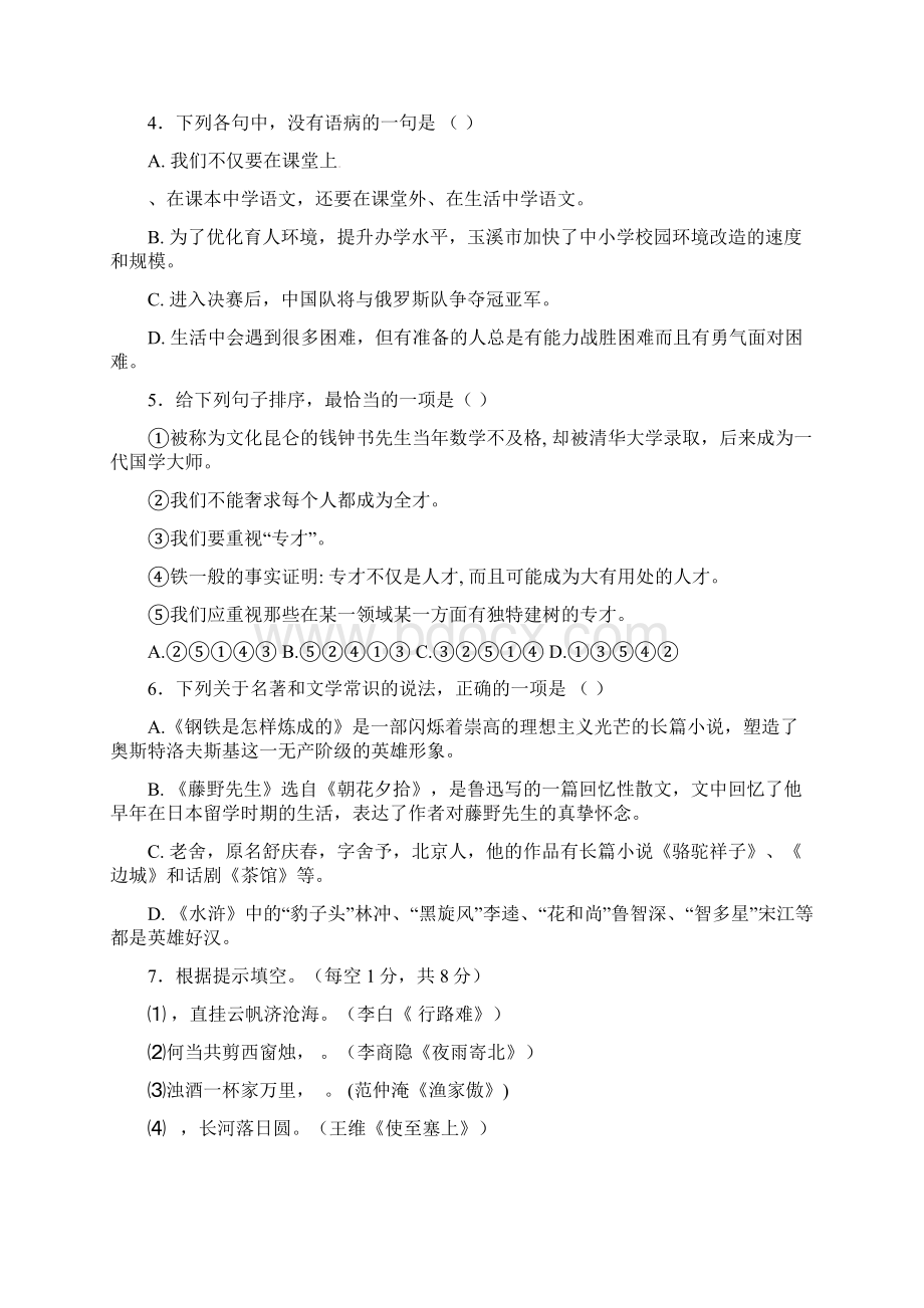 九年级语文下册学业水平练习试题Word格式.docx_第2页