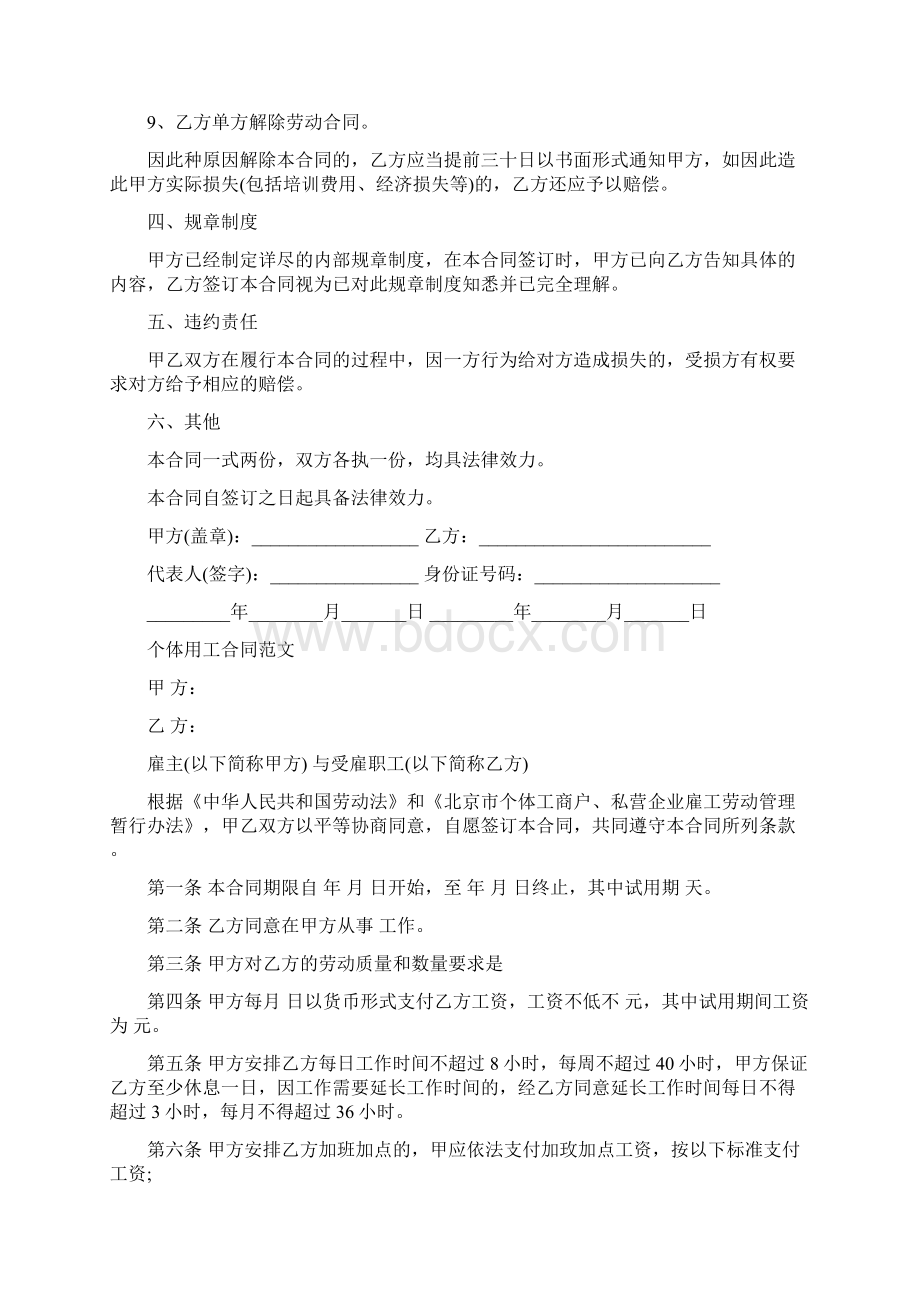 个体用工合同范文.docx_第2页