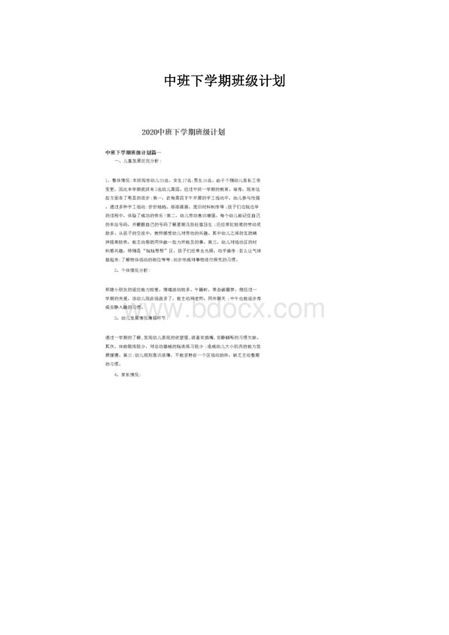 中班下学期班级计划.docx