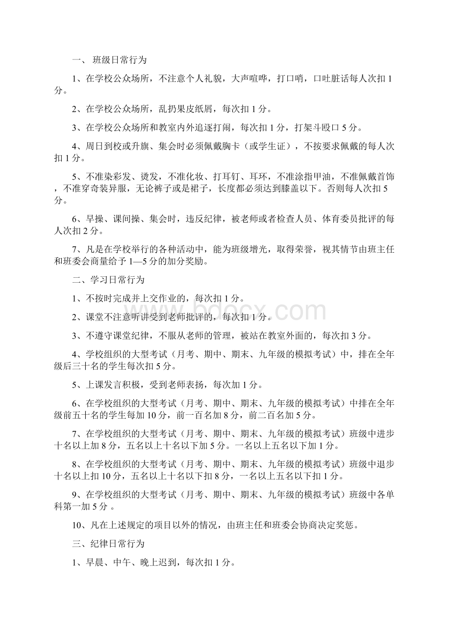 班级管理积分制度4篇文档格式.docx_第3页