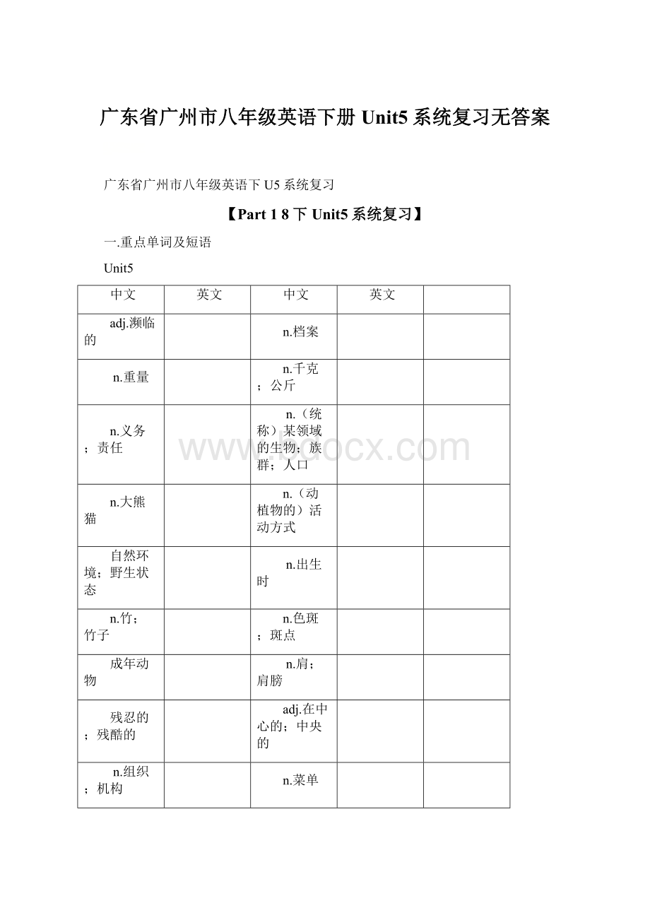 广东省广州市八年级英语下册Unit5系统复习无答案文档格式.docx