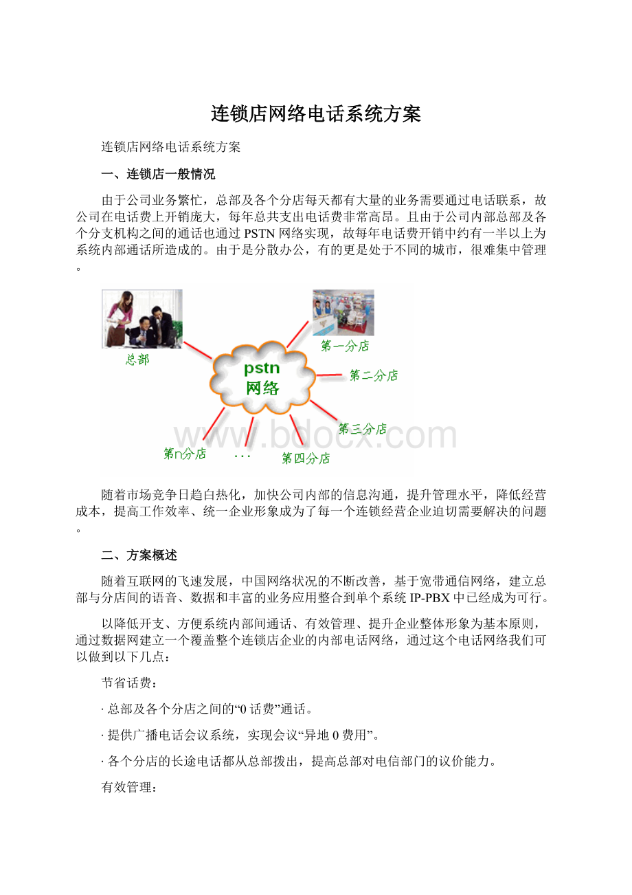 连锁店网络电话系统方案文档格式.docx