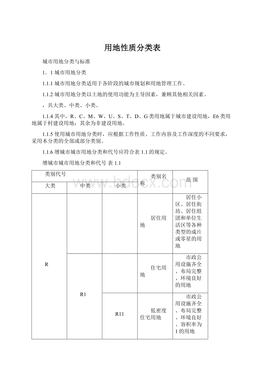 用地性质分类表.docx