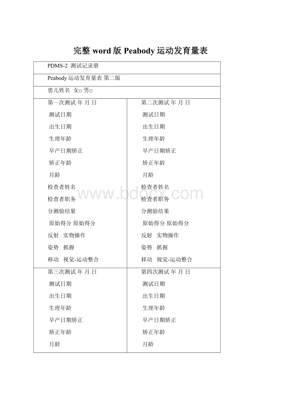 完整word版Peabody运动发育量表.docx_第1页